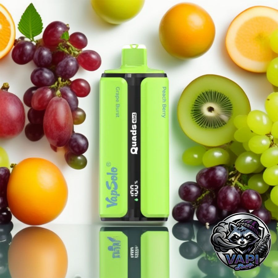 VapSolo Quads 80000 – Grape Burst & Lychee Ice & Kiwi Passionfruit Guava & Peach Berry 5% VapSolo Quads 80000 – Grape Burst & Lychee Ice & Kiwi Passionfruit Guava & Peach Berry 5%