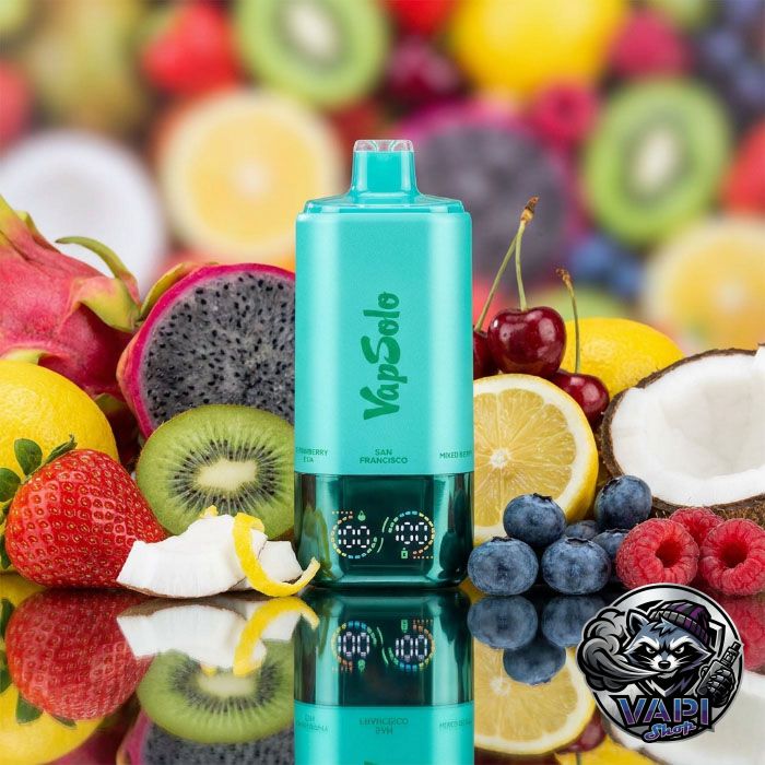 VapSolo 180K 6in1 Sixer – San Francisco & Mixed Berry & Coco Loco & Cherry Lemon & Black Ice Dragonfruit & Strawberry Kiwi 5%